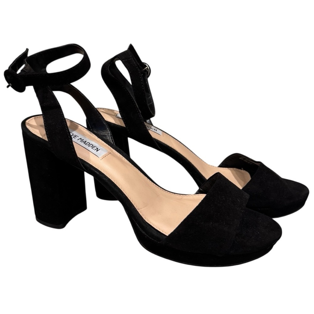 Steve Madden Perch Black Suede Sandal Size 11